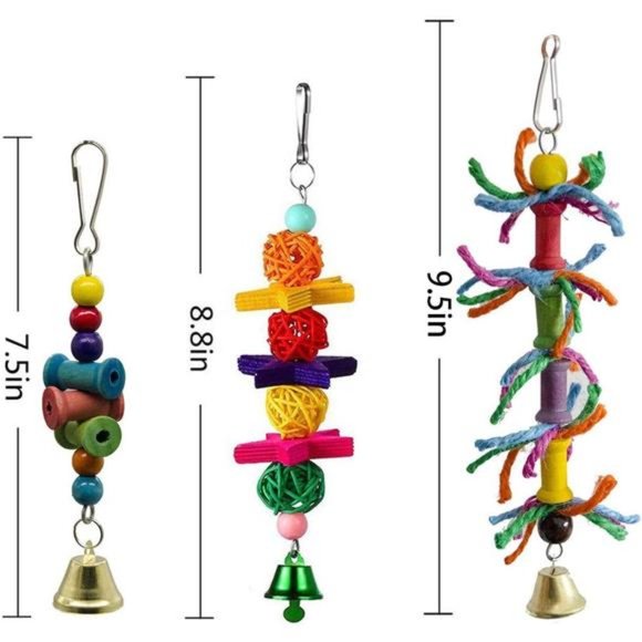 8 Packs Bird Swing Chewing Toys- Parrot Hammock Bell Toys for Small Parakeet - Picture 2 of 6